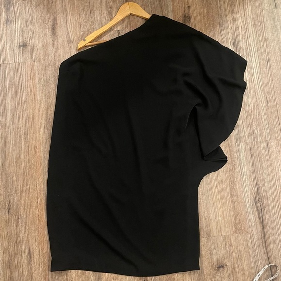 Lauren Ralph Lauren One Shoulder Mini Dress Women’s Sz 14 Black Classic Elegant - Picture 2 of 8
